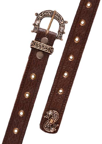 Leather-belt-with-buckle-and-imprint-in-celtic-design