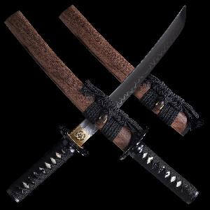 Japan-Swords-Samurajska-dyka-Tanto-Saku-ocel-T-10-realny-hamon-drevo-wenge