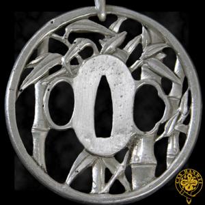 Winter-Bamboo-Silver-Tsuba-Pendant