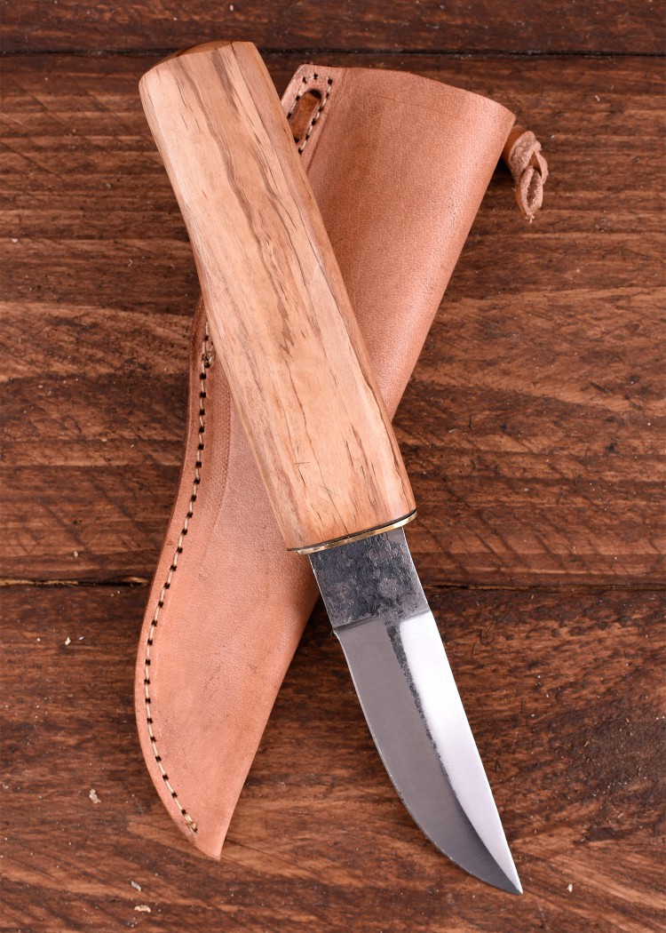 foto Medieval Utility Knife with wooden handle and leather sheath