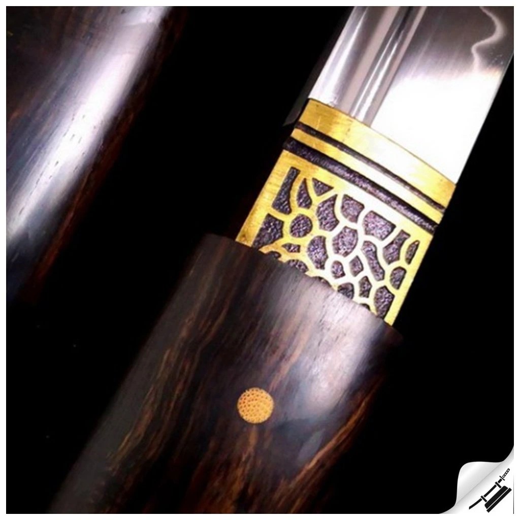 foto Japan Swords Funk�n� tanto Kurokage z oceli T-10, ebenov� d�evo, hamon Choji