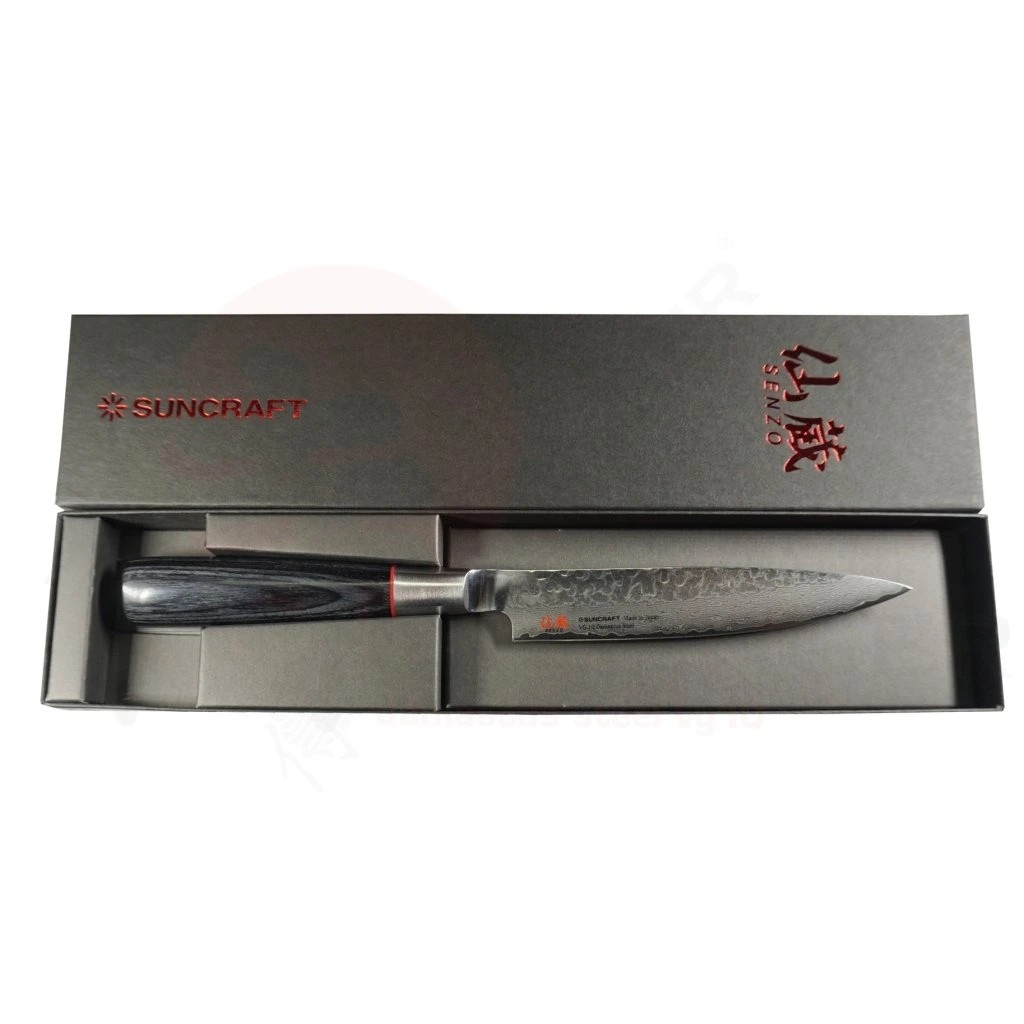 foto Japonsk� n�� Utility 120mm Suncraft Senzo Classic Damascus VG10