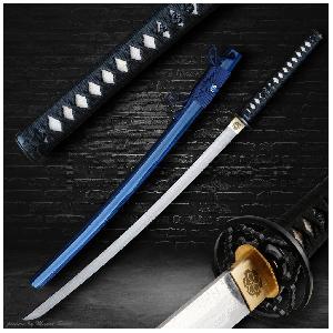 Kawashima-Katana-Hanazuke-z-prekladane-oceli-AISI-1075-tmave-modra-saya
