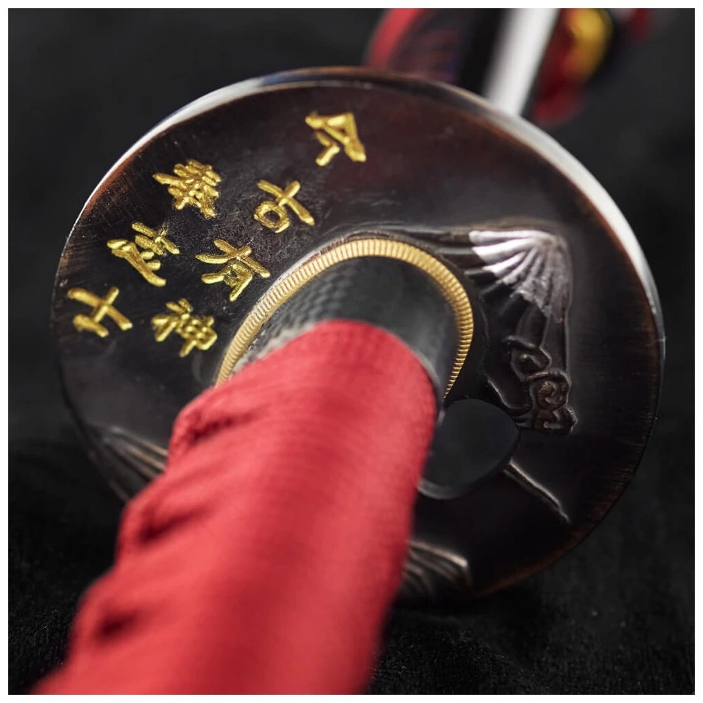 foto Kawashima Katana Tekehiko z oceli AISI 1045, �ern� saya s v�nov�mi prou�ky