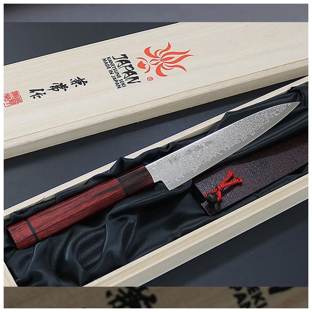 foto Japonsk� n�� Petty 135 mm Kanetsune Damascus Minamo-Kaze series