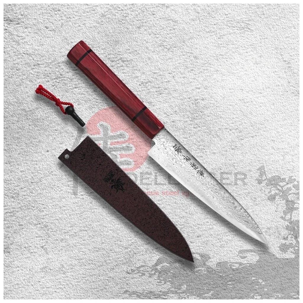 foto Japonsk� n�� Petty 135 mm Kanetsune Damascus Minamo-Kaze series