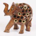 .slon dřevěný, zdobený - 6,4 cm - NOVINKA