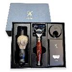 D�rkov� sada na holen� TITAN, mahagonov� strojek, podstavec, 4 hlavice, �t�tka, stylov� krabi�ka